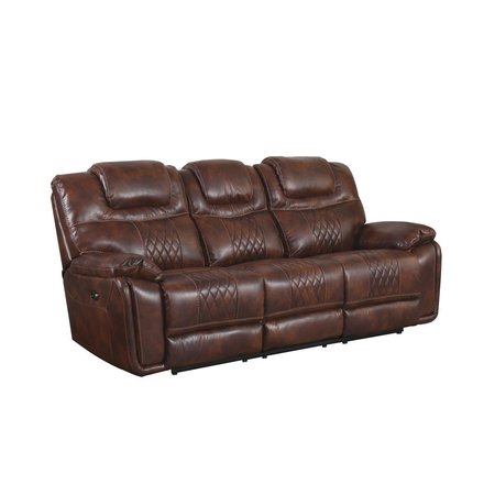 SUNSET TRADING Diamond Power Dual Reclining Sofa Brown Leather Gel SU-ZY5018A003-H246